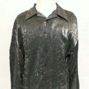 Positano  Silver Mirror Rayon Disco Shirt XL